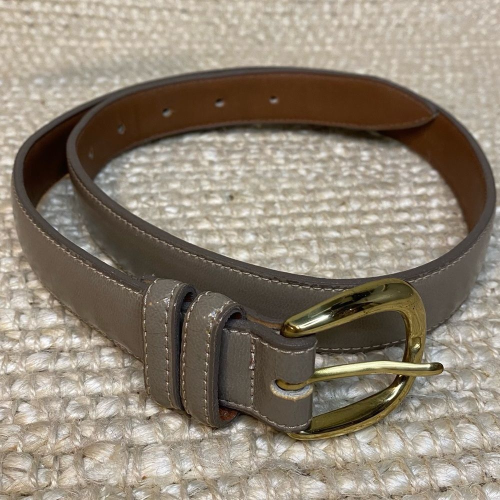 Vintage split cowhide leather belt with solid brass buckle